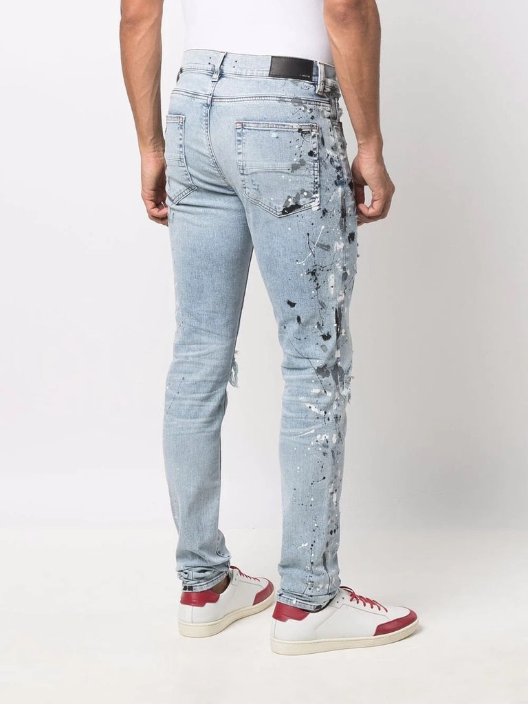Amiri Light-wash Ripped Skinny Jeans in Blue for Men