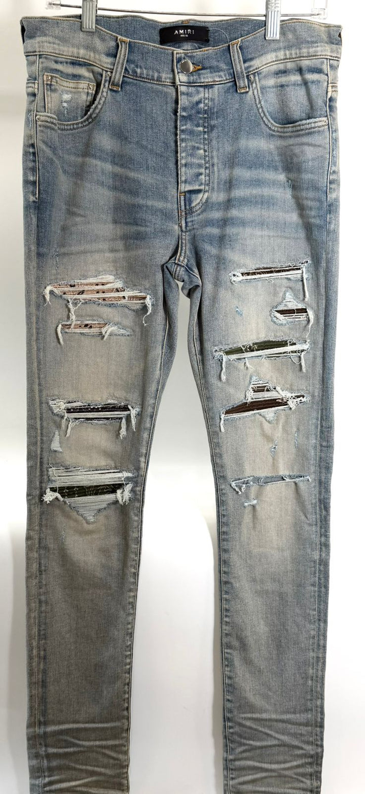 AMIRI MX1 BANDANA DISTRESSED SKINNY JEANS