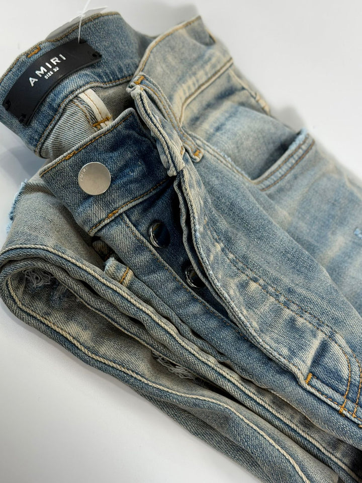 AMIRI MX1 BANDANA DISTRESSED SKINNY JEANS