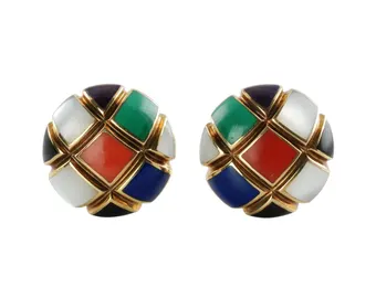 ASCH GROSSBARDT 14K YELLOW GOLD GEMSTONE EARRINGS