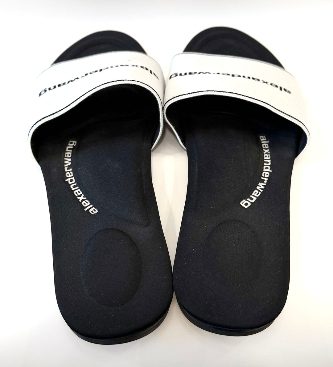 ALEXANDER WANG KYRA LOGO JACQUARD STRETCH KNIT SLIDES