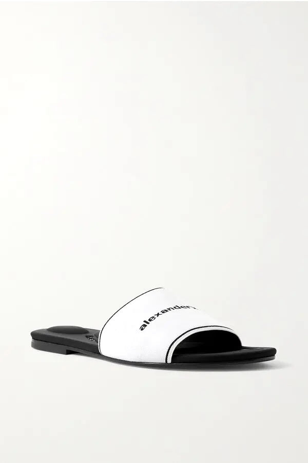 ALEXANDER WANG KYRA LOGO JACQUARD STRETCH KNIT SLIDES