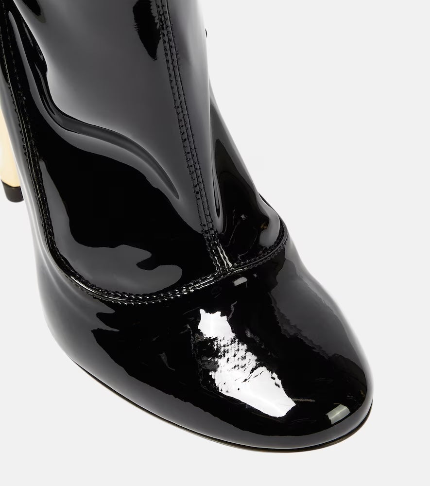 ALAÏA CABARET SCULPTRURAL HEEL PATENT CALFSKIN MID-CALF BOOTS