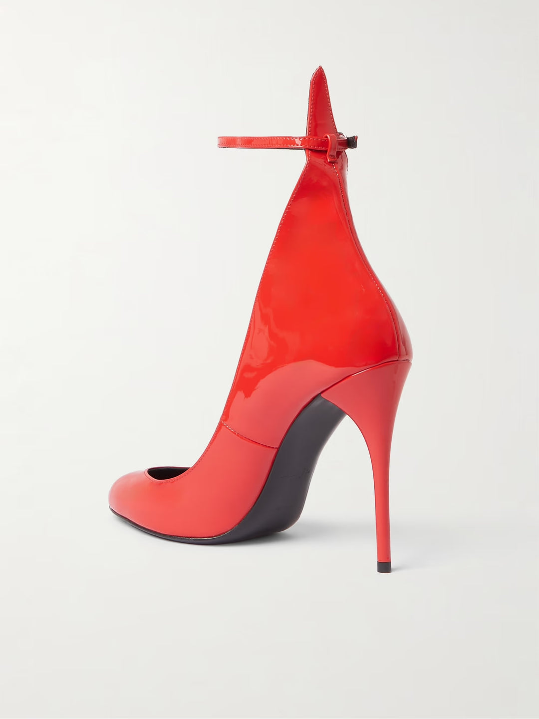 ALAÏA DÉCOLLETÉ 90 PATENT LEATHER ANKLE STRAP PUMPS – RED