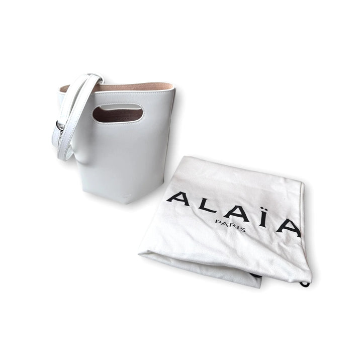 ALAÏA FOLDED SMALL CALFSKIN LEATHER TOTE BAG