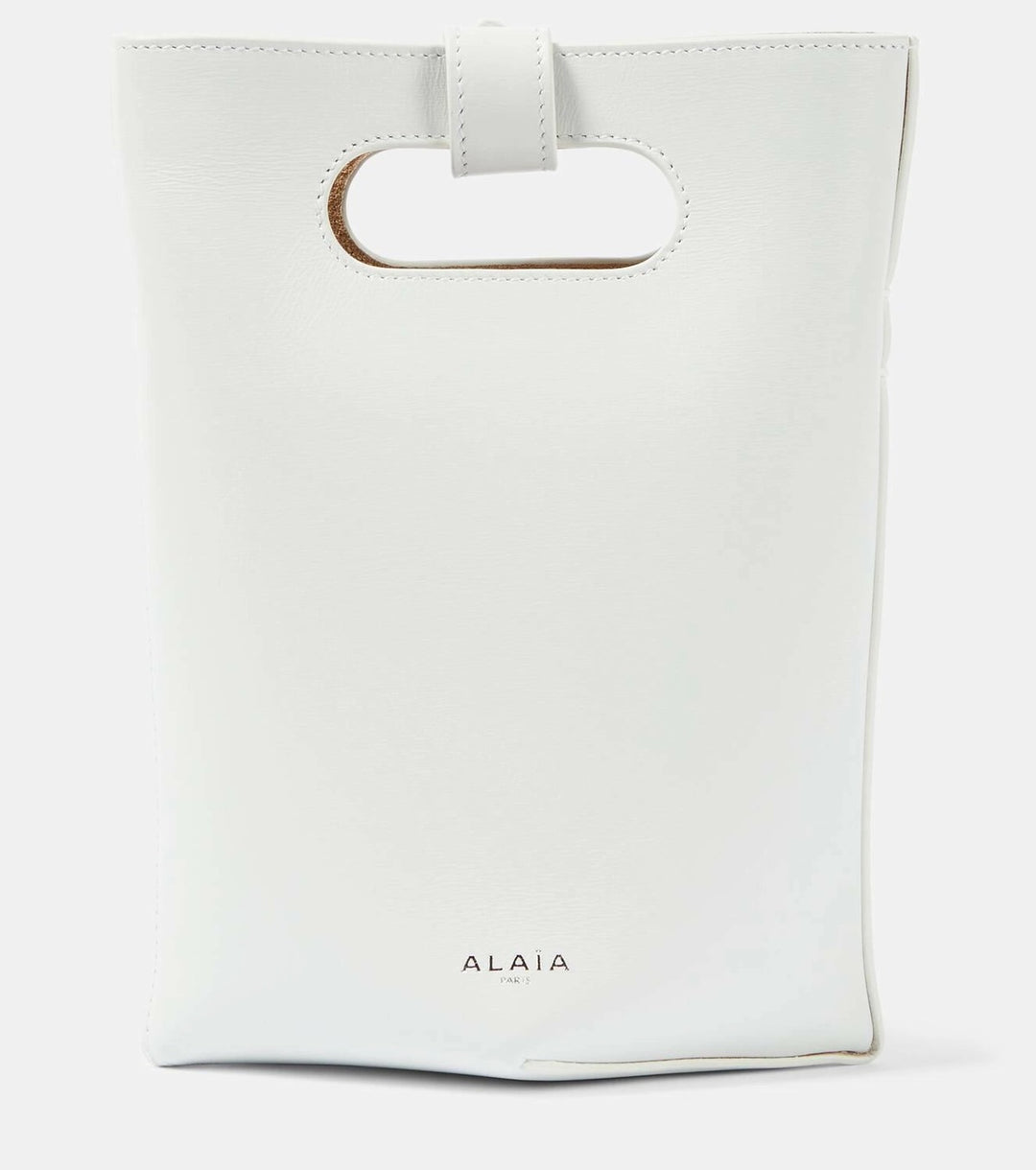 ALAÏA FOLDED SMALL CALFSKIN LEATHER TOTE BAG