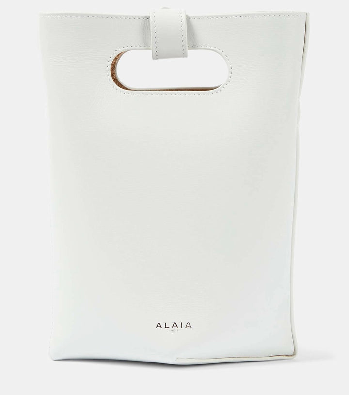 ALAÏA FOLDED SMALL CALFSKIN LEATHER TOTE BAG