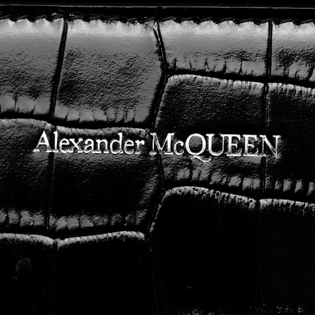 ALEXANDER MCQUEEN CROC EMBOSSED CALFSKIN JEWELLED SATCHEL