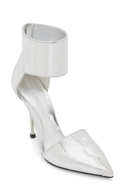 ALEXANDER MCQUEEN SILVER HARNESS PUNK HEELS