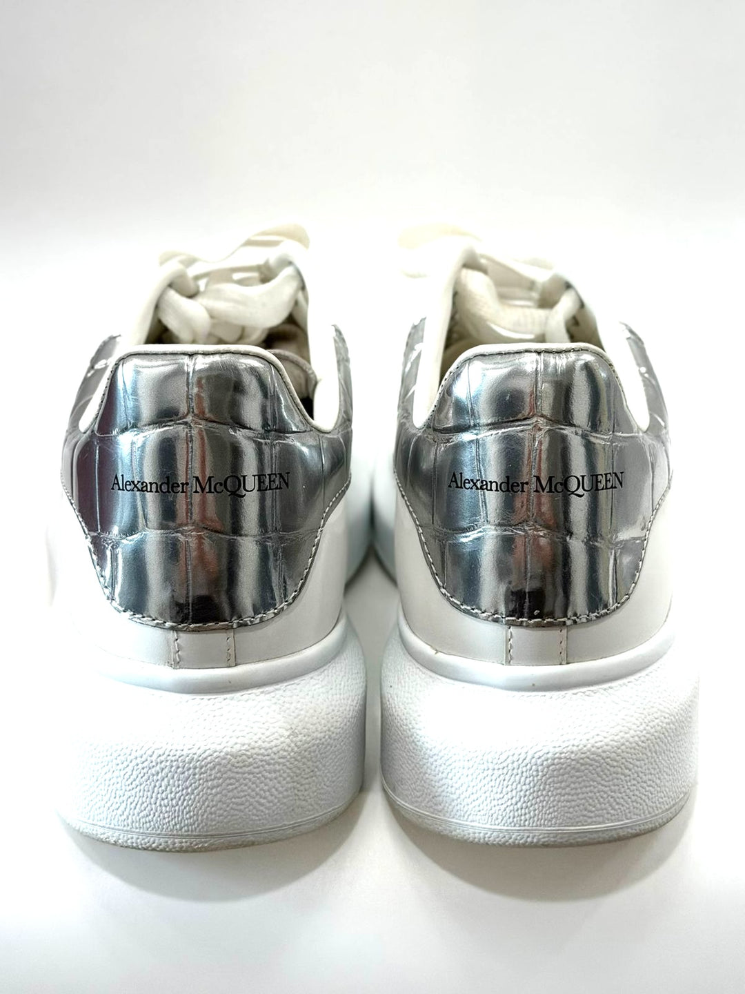 ALEXANDER MCQUEEN CROC-EMBOSSED PLATFORM CALFSKIN LEATHER SNEAKERS
