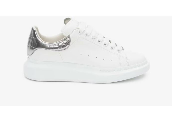 ALEXANDER MCQUEEN CROC-EMBOSSED PLATFORM CALFSKIN LEATHER SNEAKERS