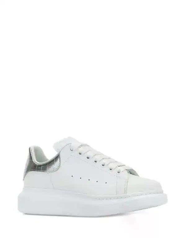 ALEXANDER MCQUEEN CROC-EMBOSSED PLATFORM CALFSKIN LEATHER SNEAKERS