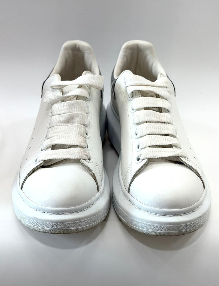 ALEXANDER MCQUEEN CROC-EMBOSSED PLATFORM CALFSKIN LEATHER SNEAKERS