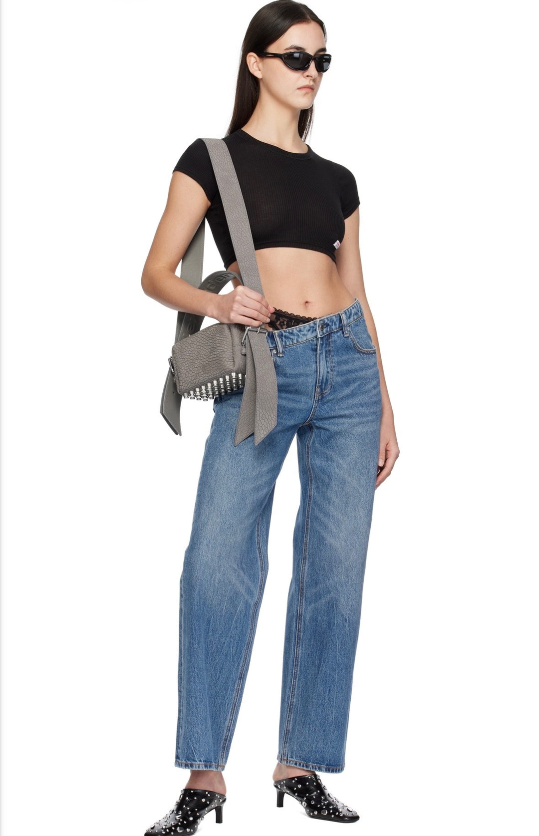 ALEXANDER WANG SMALL RICCO LAMBSKIN NUBUCK SHOULDER BAG
