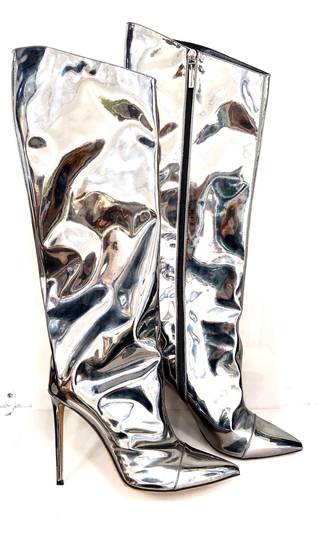 ALEXANDRE VAUTHIER MIRRORED ALEX KNEE HIGH BOOTS
