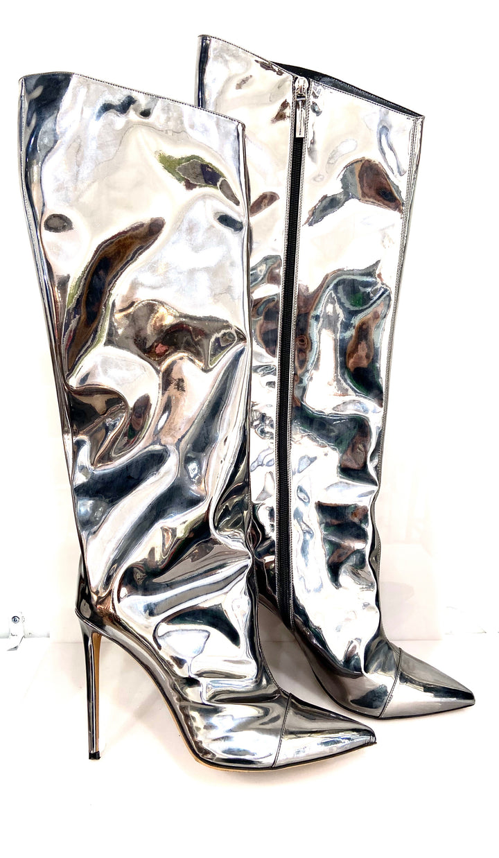 ALEXANDRE VAUTHIER MIRRORED ALEX KNEE HIGH BOOTS