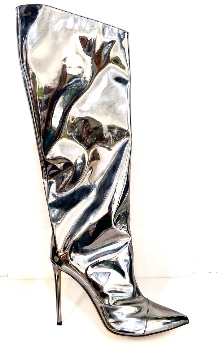 ALEXANDRE VAUTHIER MIRRORED ALEX KNEE HIGH BOOTS