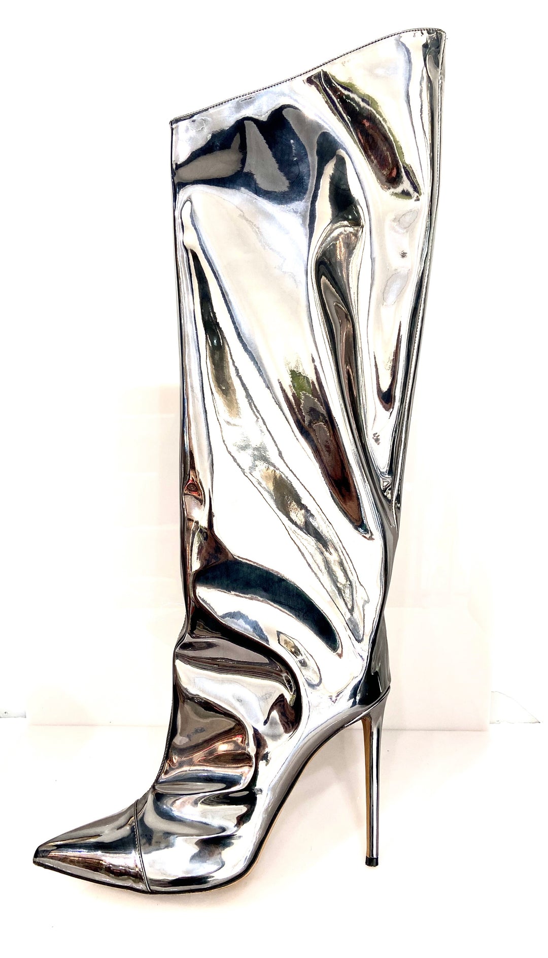 ALEXANDRE VAUTHIER MIRRORED ALEX KNEE HIGH BOOTS