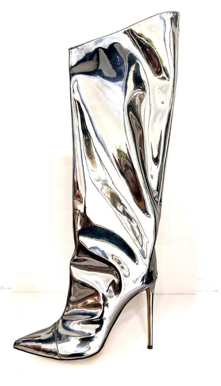 ALEXANDRE VAUTHIER MIRRORED ALEX KNEE HIGH BOOTS