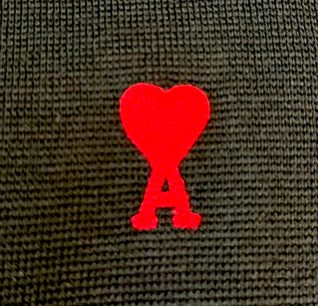 AMI PARIS AMI DE COEUR V NECK MERINO WOOL CARDIGAN