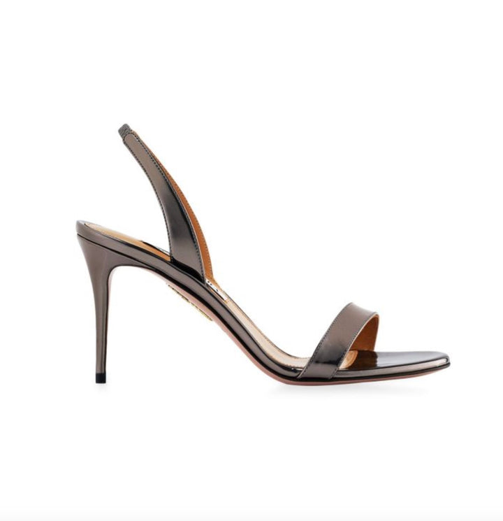 AQUAZZURA SO NUDE 85 MIRRORED LEATHER SANDALS