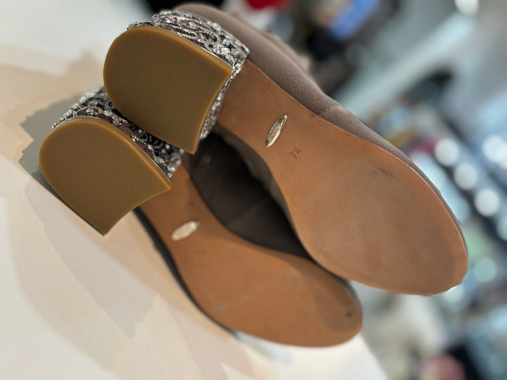 BADGLEY MISCHKA MARLI EMBELLISHED SUEDE LEATHER BOOTIES