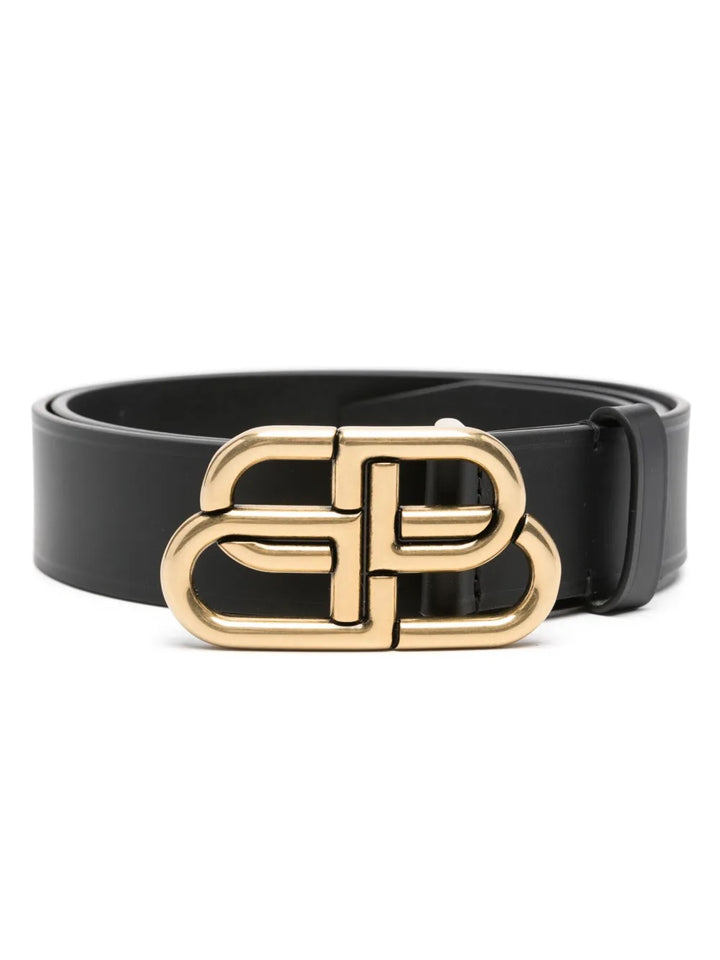 BALENCIAGA BB LOGO CALFSKIN LEATHER BELT
