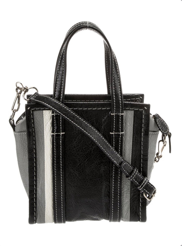 BALENCIAGA BAZAR XXS 2WAY SHOPPER LEATHER TOTE BAG