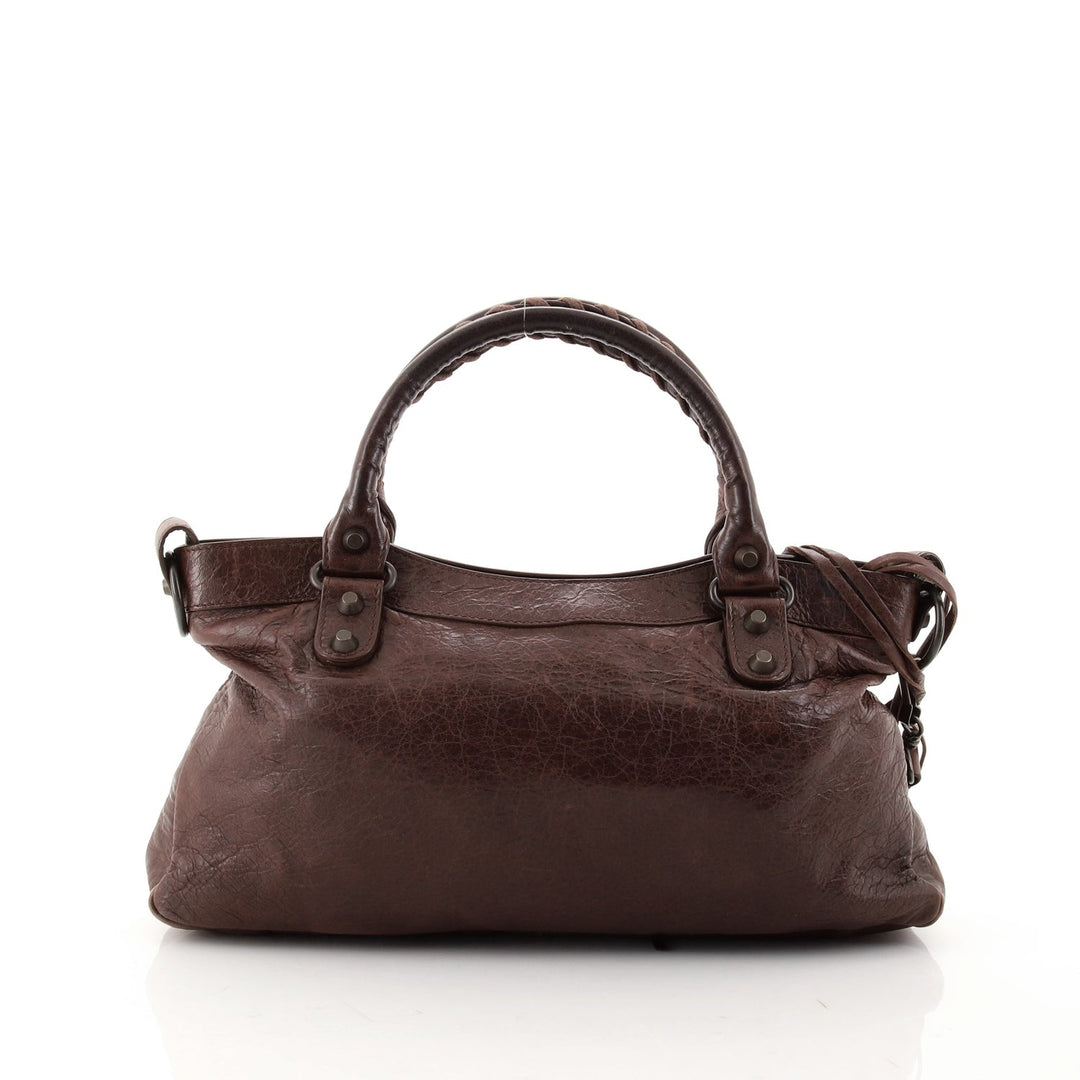 BALENCIAGA CHATAIGNE LAMBSKIN LEATHER MOTOCROSS FIRST BAG