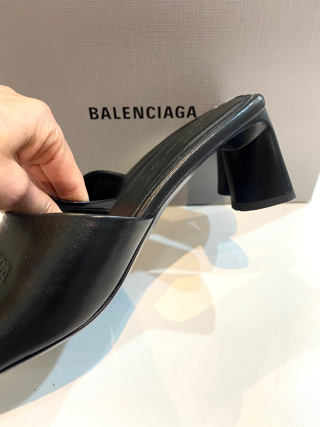 BALENCIAGA DUTY FREE LAMBSKIN LEATHER HEELED SANDALS