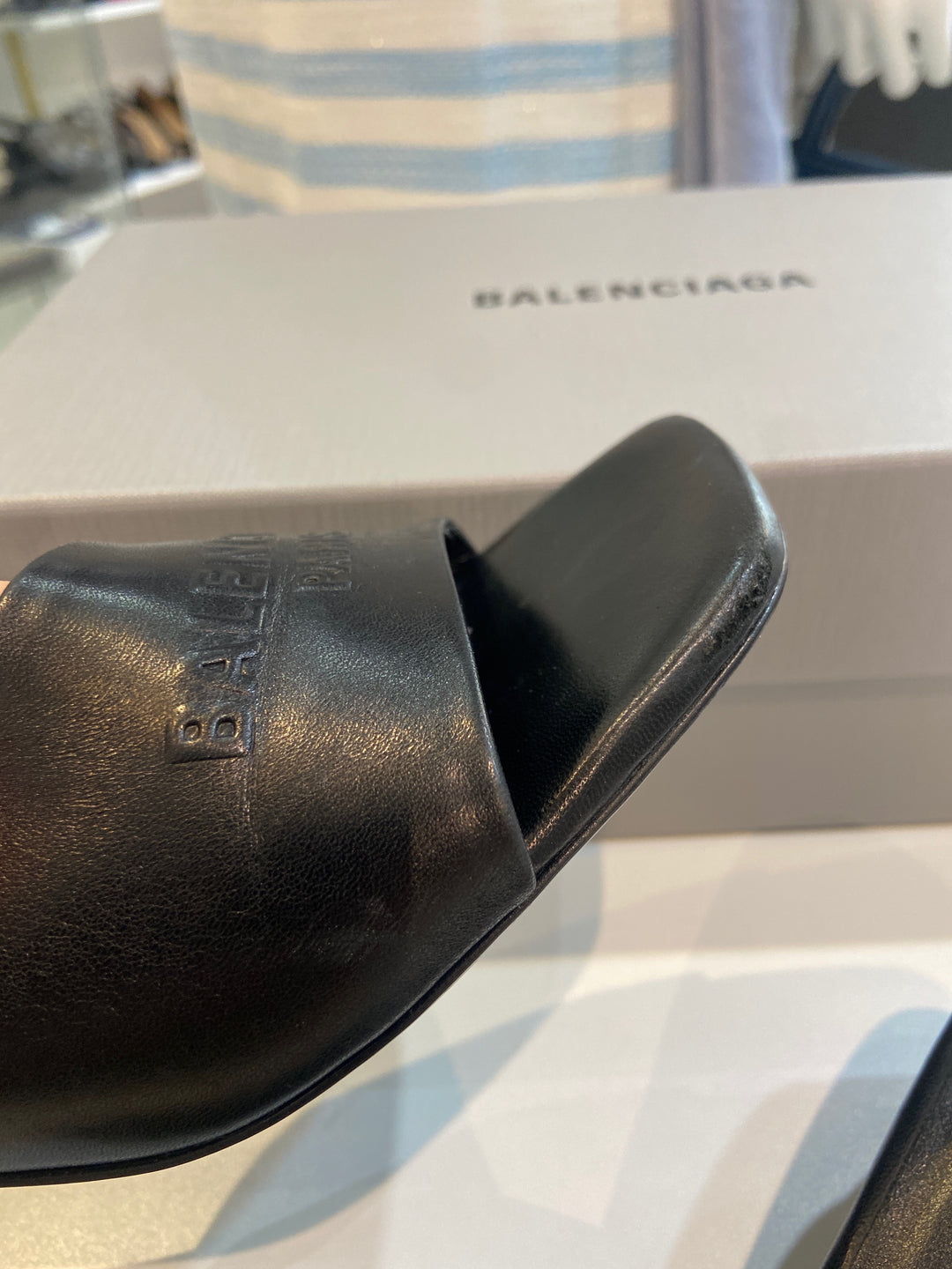BALENCIAGA DUTY FREE LAMBSKIN LEATHER HEELED SANDALS