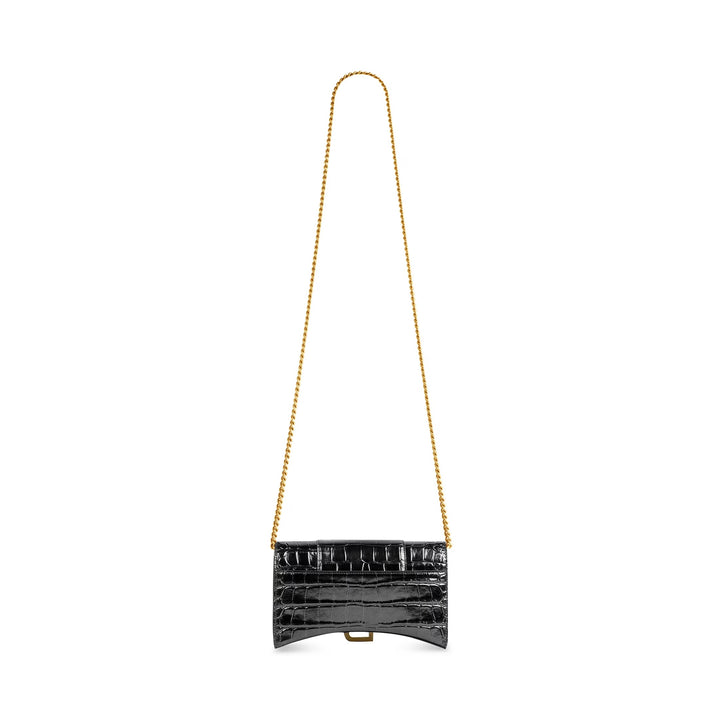 BALENCIAGA HOURGLASS CROC EMBOSSED WALLET ON CHAIN