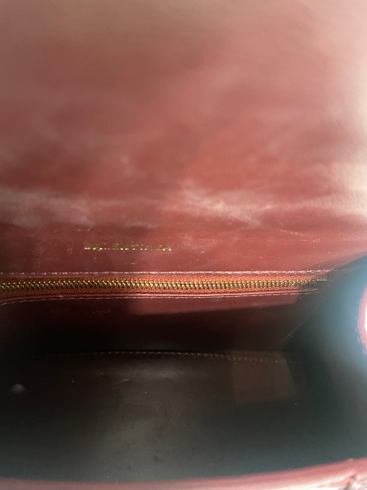 BALENCIAGA HOURGLASS CROCODILE EFFECT LEATHER BAG
