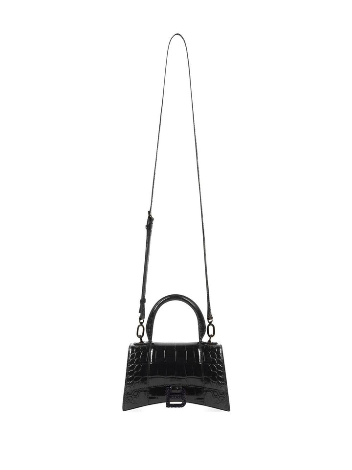 BALENCIAGA CROC EMBOSSED LEATHER HOURGLASS XS CROSSBODY BAG