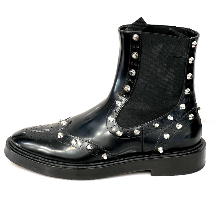 BALENCIAGA ICONIC WINGTIP BROGUE STUDDED CHELSEA BOOTS