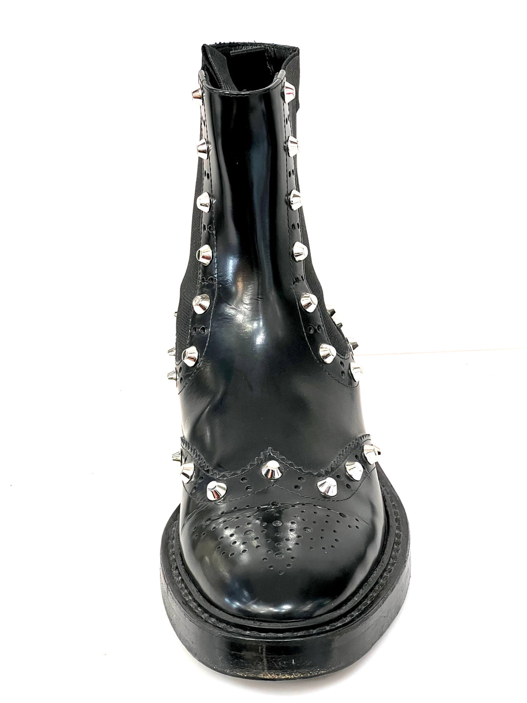 BALENCIAGA ICONIC WINGTIP BROGUE STUDDED CHELSEA BOOTS