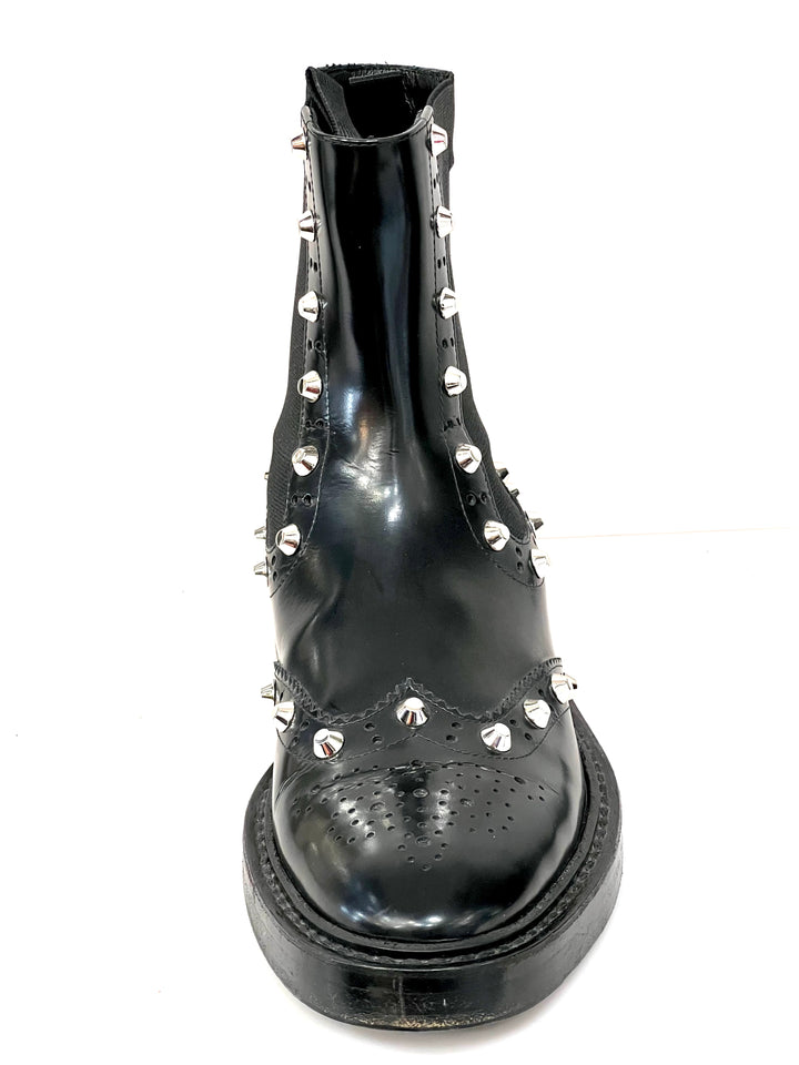 BALENCIAGA ICONIC WINGTIP BROGUE STUDDED CHELSEA BOOTS