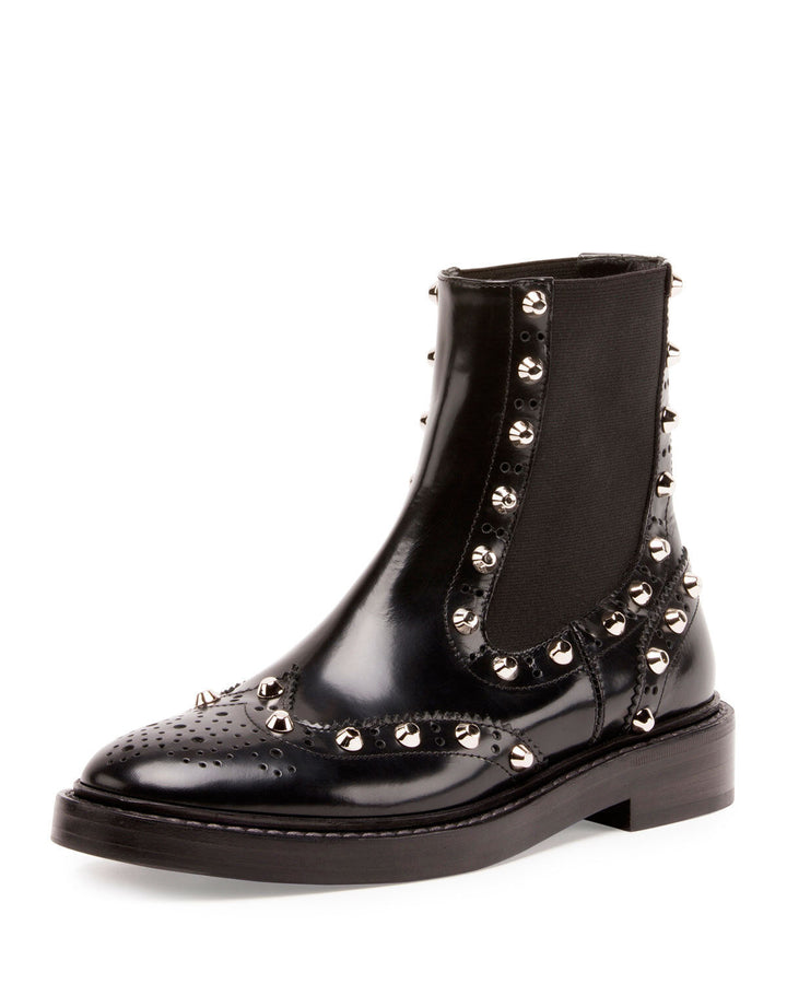 BALENCIAGA ICONIC WINGTIP BROGUE STUDDED CHELSEA BOOTS