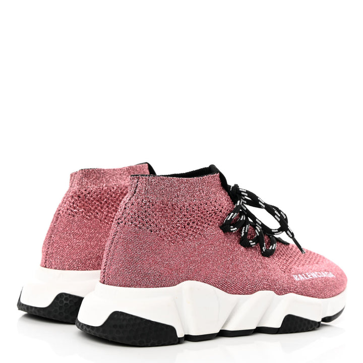 BALENCIAGA LAMINATED KNIT SPEED LACE-UP SNEAKERS