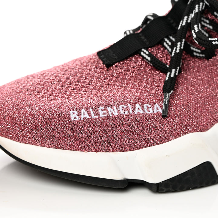 BALENCIAGA LAMINATED KNIT SPEED LACE-UP SNEAKERS