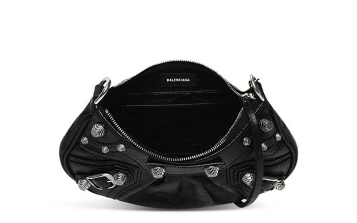 BALENCIAGA LE CAGOLE LAMBSKIN LEATHER MINI CHAIN SHOULDER BAG
