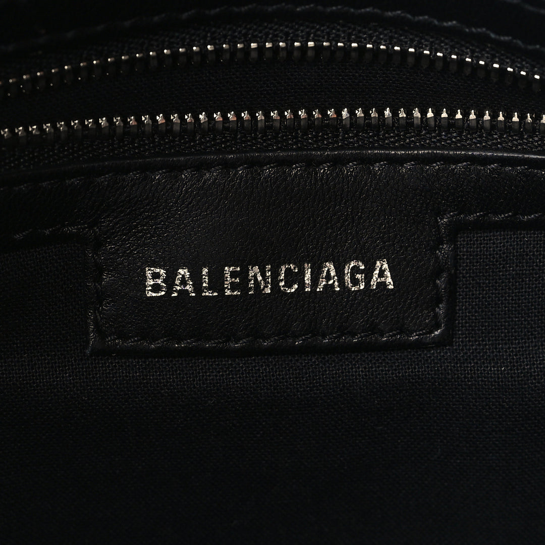 BALENCIAGA LE CAGOLE SMALL DENIM CRYSTAL SHOULDER BAG