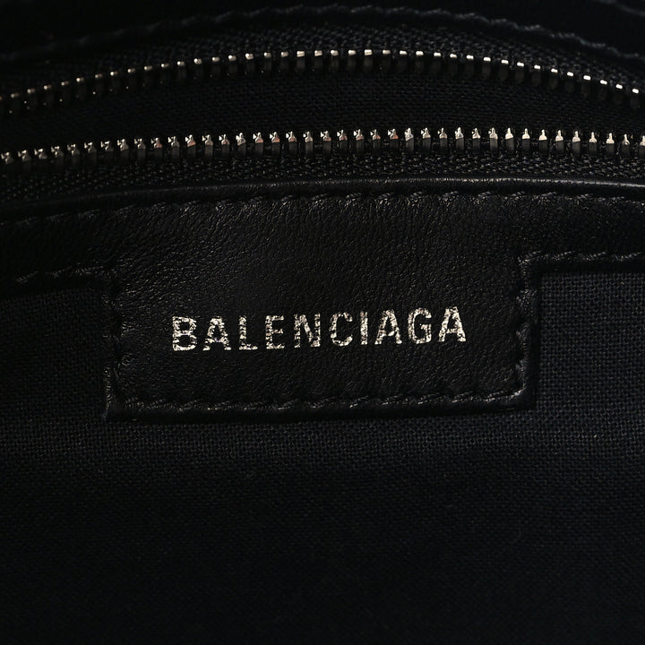 BALENCIAGA LE CAGOLE SMALL DENIM CRYSTAL SHOULDER BAG