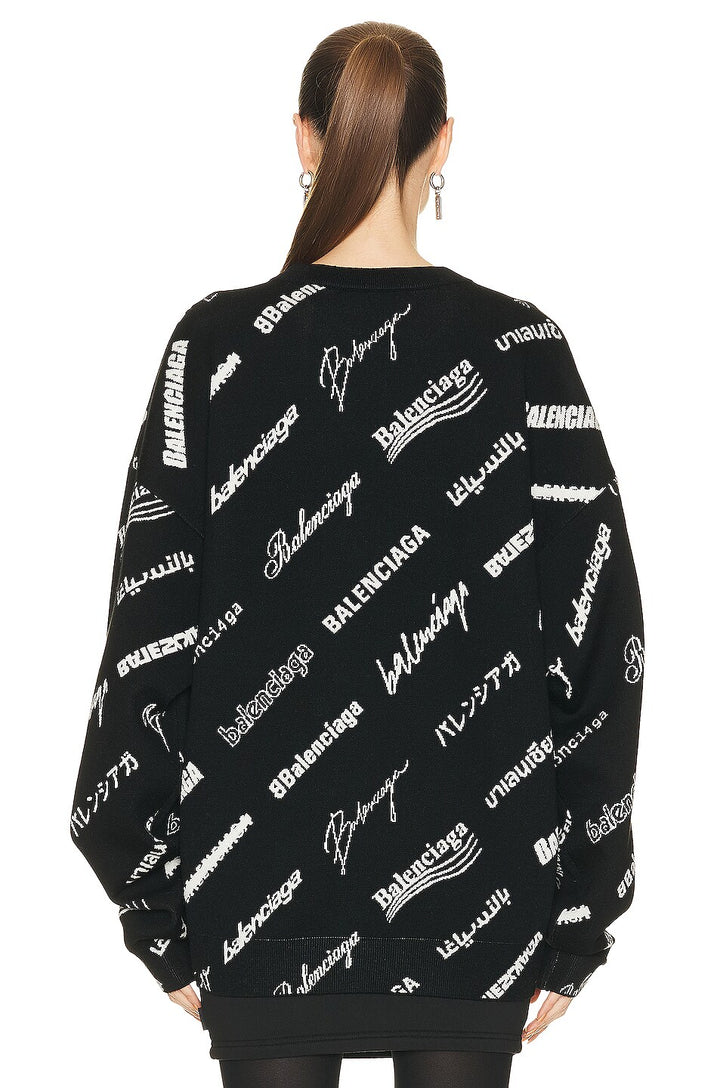 BALENCIAGA LUNAR ALL-OVER LOGO CREWNECK SWEATER