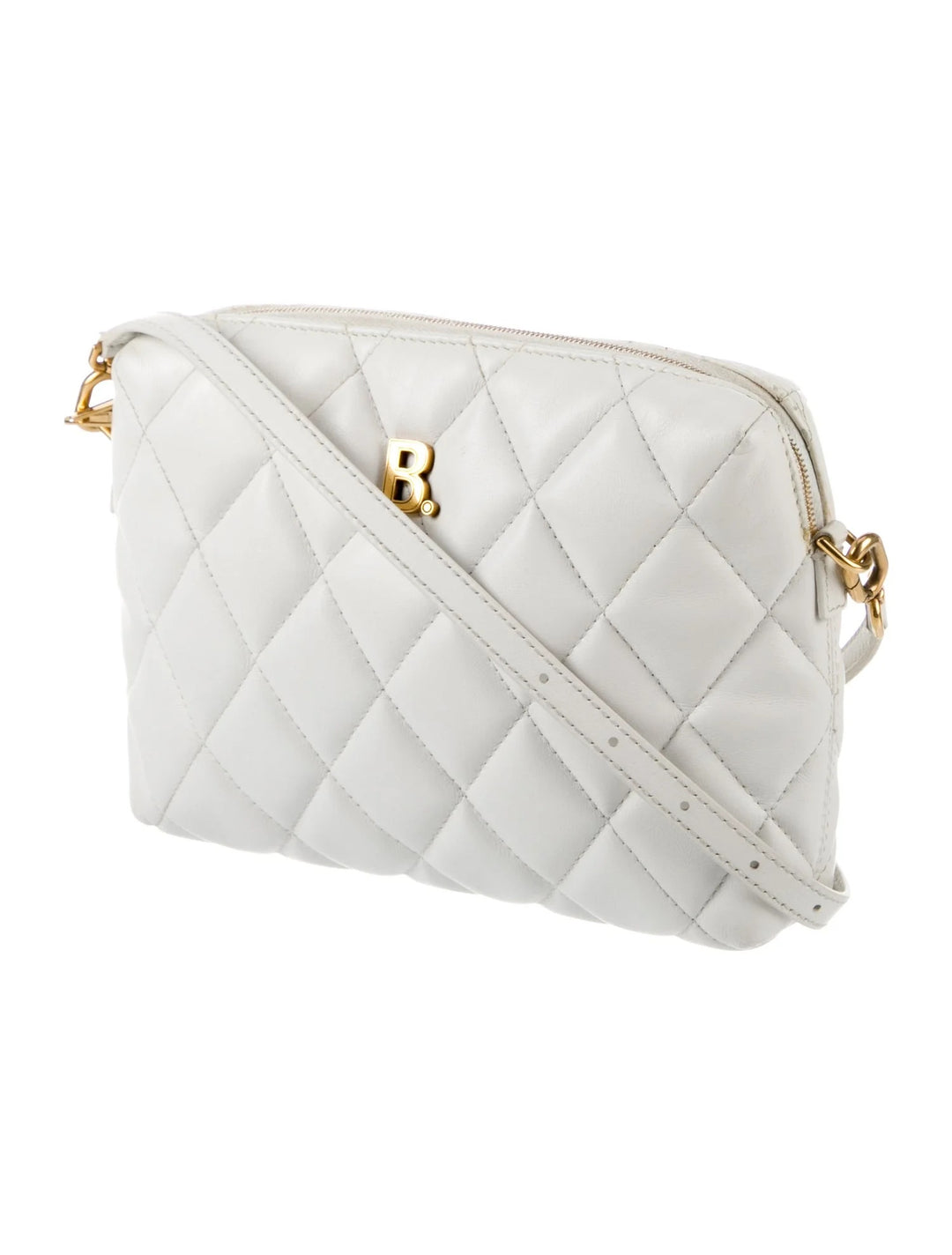 BALENCIAGA B QUILTED NAPPA LEATHER CAMERA CROSSBODY BAG