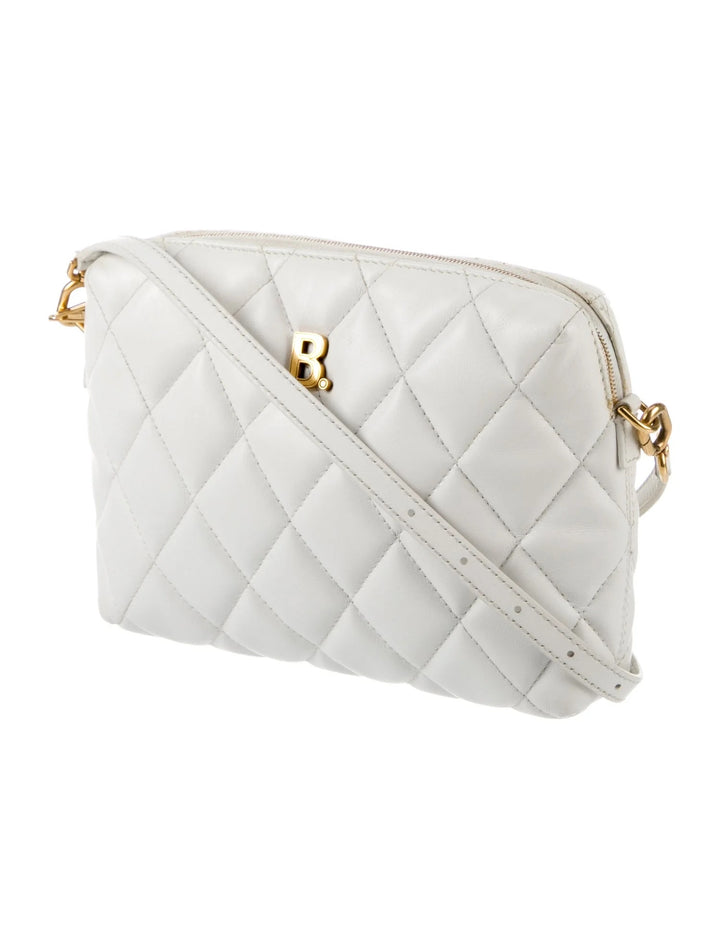 BALENCIAGA B QUILTED NAPPA LEATHER CAMERA CROSSBODY BAG