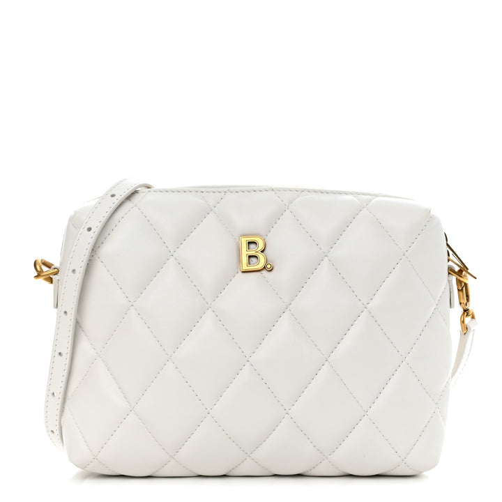 BALENCIAGA B QUILTED NAPPA LEATHER CAMERA CROSSBODY BAG
