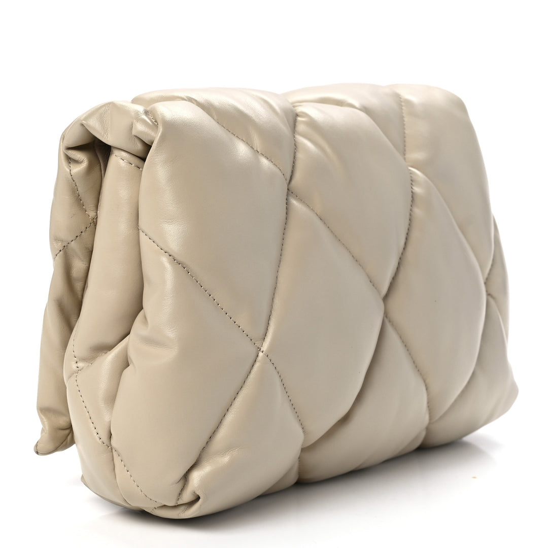BALENCIAGA NAPPA CALFSKIN QUILTED TOUCH B PUFFY CLUTCH
