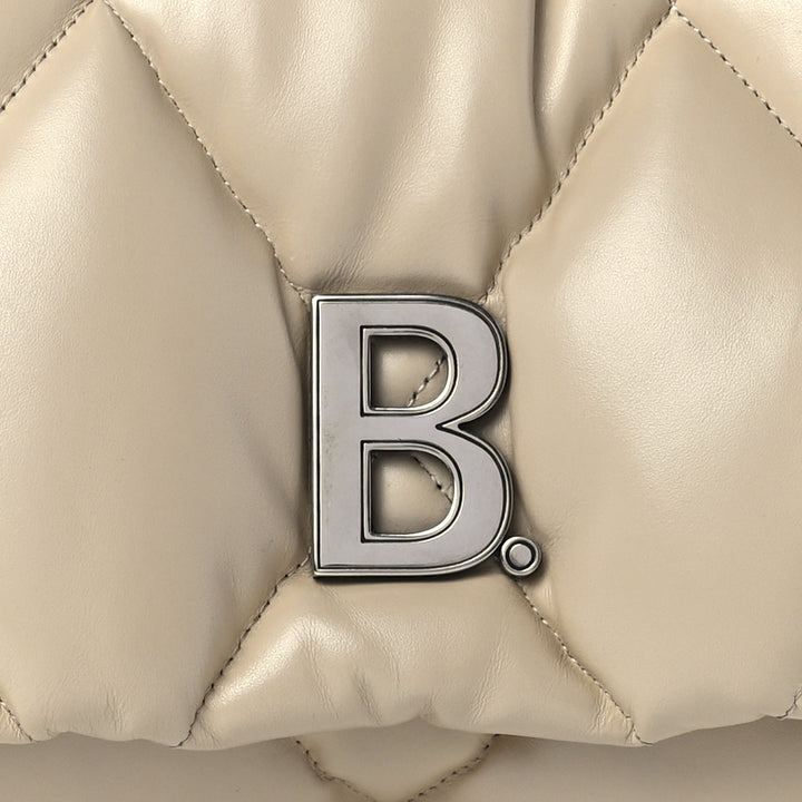 BALENCIAGA NAPPA CALFSKIN QUILTED TOUCH B PUFFY CLUTCH