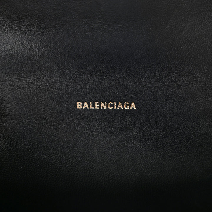 BALENCIAGA SHINY CALFSKIN CROC EMBOSSED MINI HOURGLASS BAG